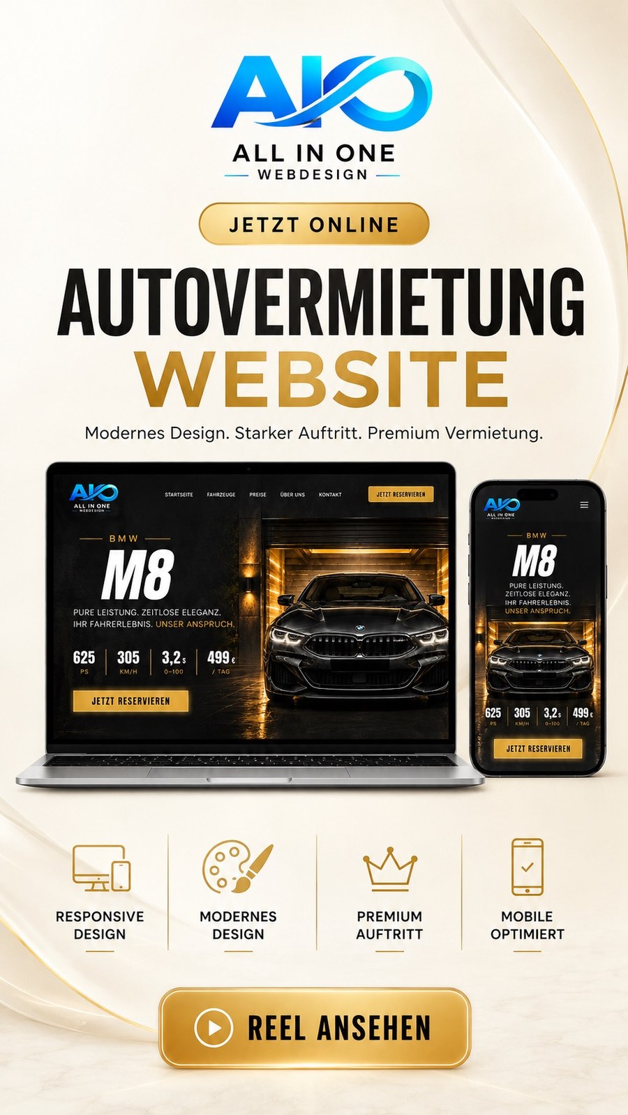 Website fuer eine Autovermietung von All in One Webdesign