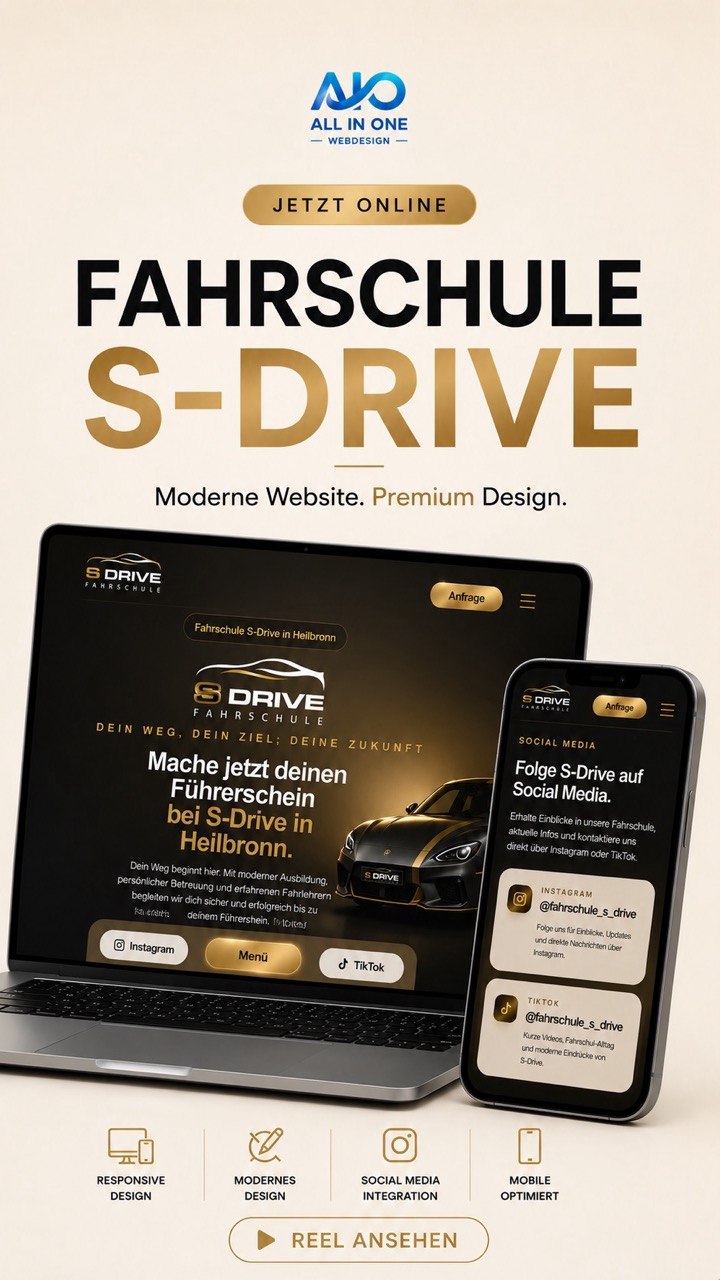 Fahrschule S-Drive Website von All in One Webdesign