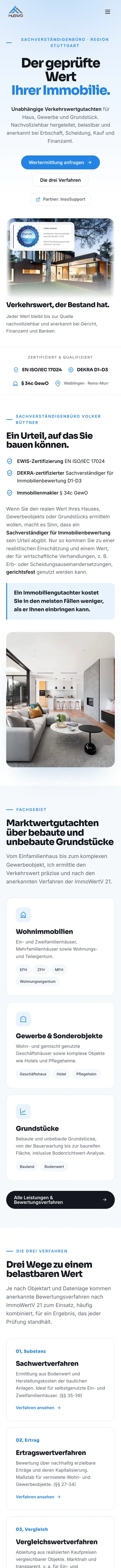 Website für einen Sachverständigen für Immobilienbewertung, gestaltet von All in One Webdesign