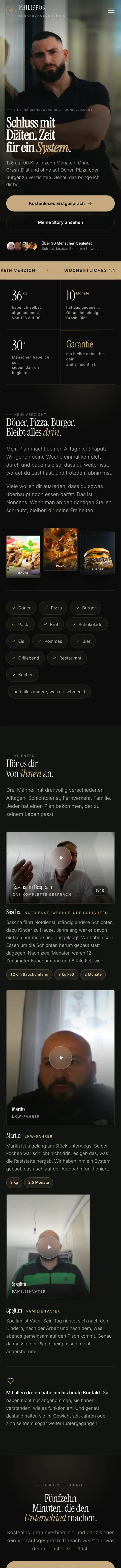 Philippos Ernährungscoaching, Website für 1:1-Ernährungscoaching von All in One Webdesign