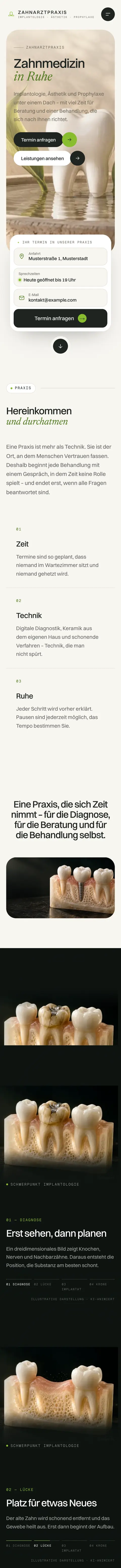 Website für eine Zahnarztpraxis mit Implantologie und Prophylaxe, gestaltet von All in One Webdesign